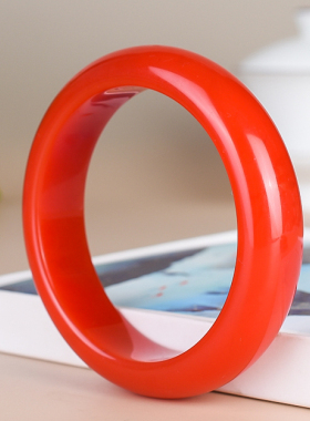 和田玉红玉手镯天然玉石镯子