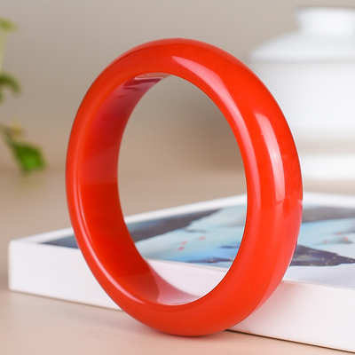 和田玉红玉手镯天然玉石镯子