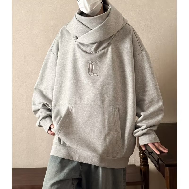 美式高街机能风外套高领卫衣男