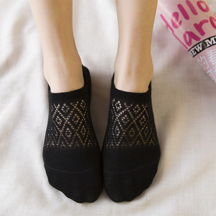 镂空浅口日系原宿勾花隐形短袜森系硅胶防滑网眼袜子 船袜女春夏季