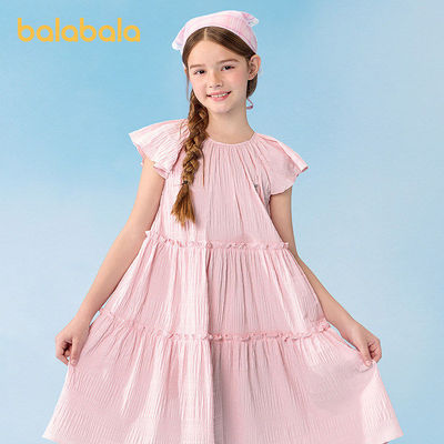 巴拉巴拉童装女童裙子儿童连衣裙2026年新款夏装公主裙甜美小飞袖