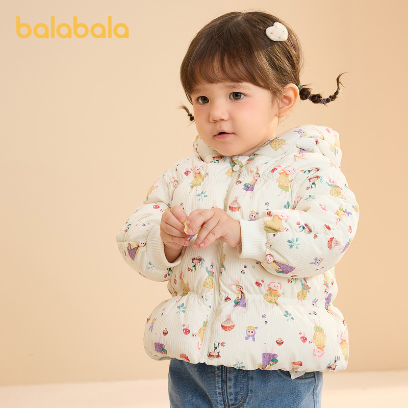 【商场同款】巴拉巴拉儿童羽绒服连帽女童冬季童装2024新款时髦萌