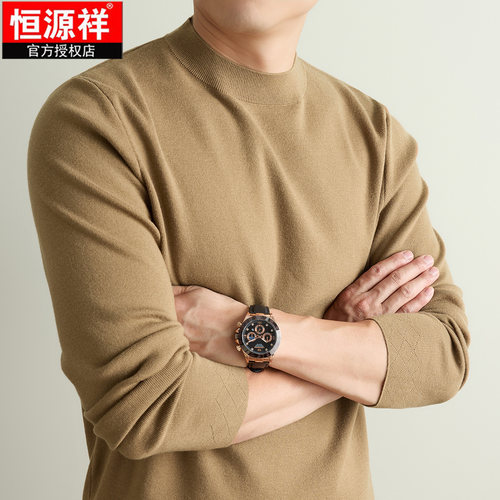 恒源祥半高领羊毛衫男秋冬机洗
