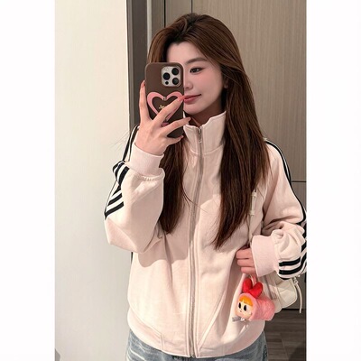 韩系休闲粉色卫衣外套女早春秋冬2026新款宽松慵懒巨好看开衫上衣