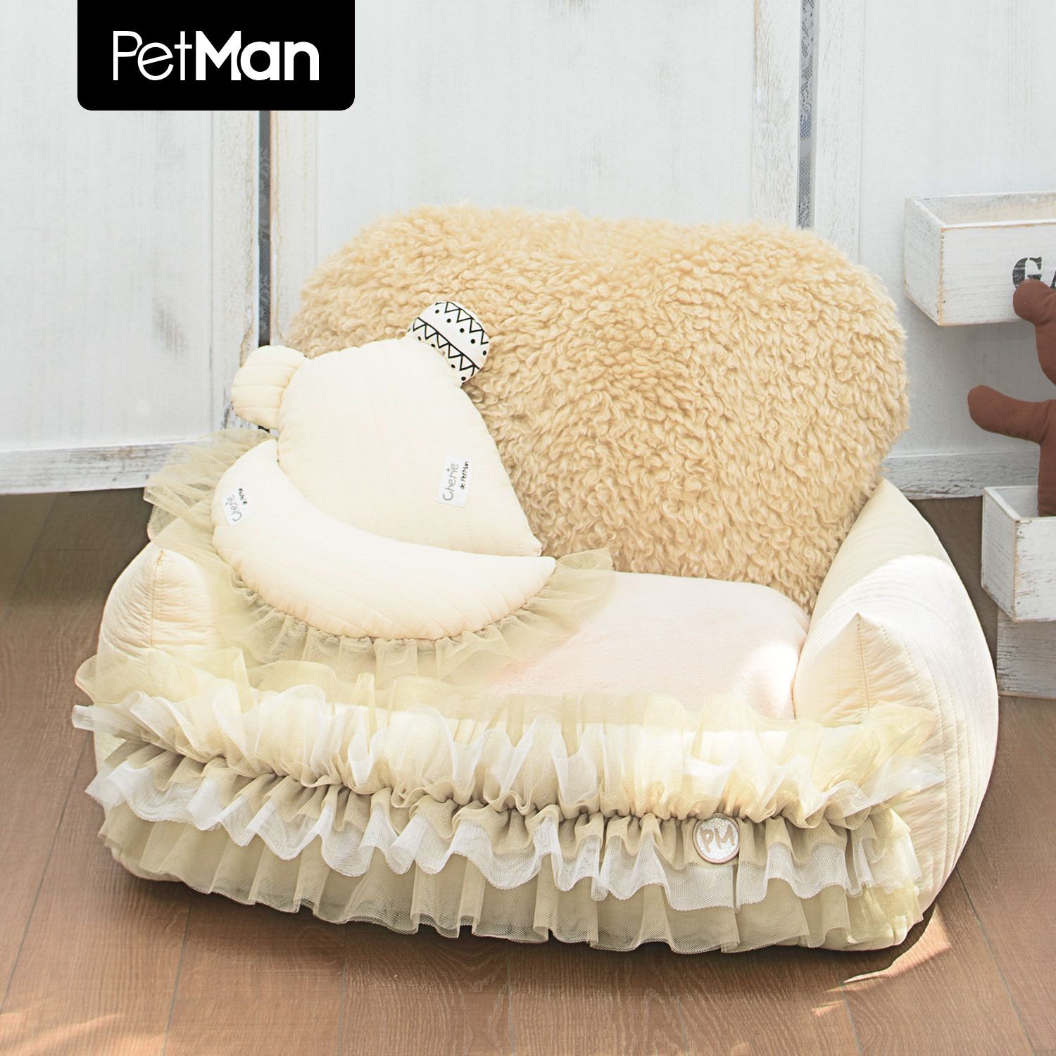 PetMan元气熊熊沙发窝原创设计北欧秋冬保暖棉窝可拆洗可爱宠物床