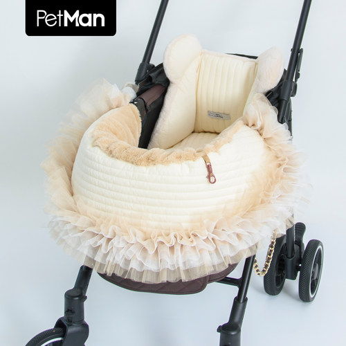 PetMan元气熊熊宠物推车围挡猫狗出行配件车垫子靠背三件套可拆洗