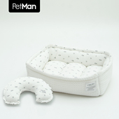 PetMan小鲨鱼一体窝垫便携亲肤舒适宠物窝纯棉婴儿级棉纱午睡垫