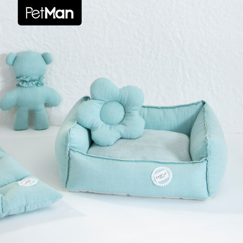 PetMan宠物狗窝健康棉纱面料可拆洗猫窝原创正品羽丝棉芯四季通用