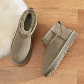 真皮雪地靴男士 面包鞋 冬季 保暖加绒东北加厚防滑防水短靴子男棉鞋