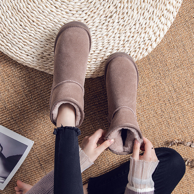 内增高雪地靴女2025年新款洋气短筒靴保暖棉鞋子冬加绒加厚面包鞋