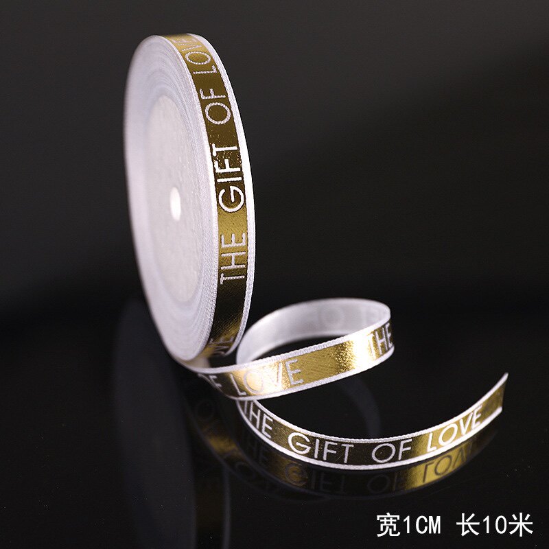 丝带蛋糕装饰爱的礼物英文字母烫金彩带绸带草莓塔包装生日摆件