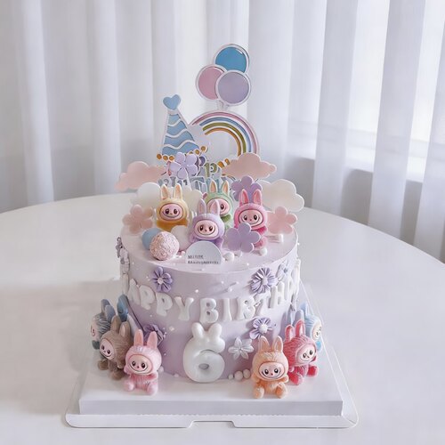 网红卡通植绒小兔子儿童烘焙装饰气球布布蛋糕摆件生日插件装扮