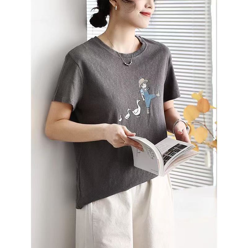 速达衣岩红专柜2025夏季新款棉短袖女宽松显瘦韩版薄款打底衫女