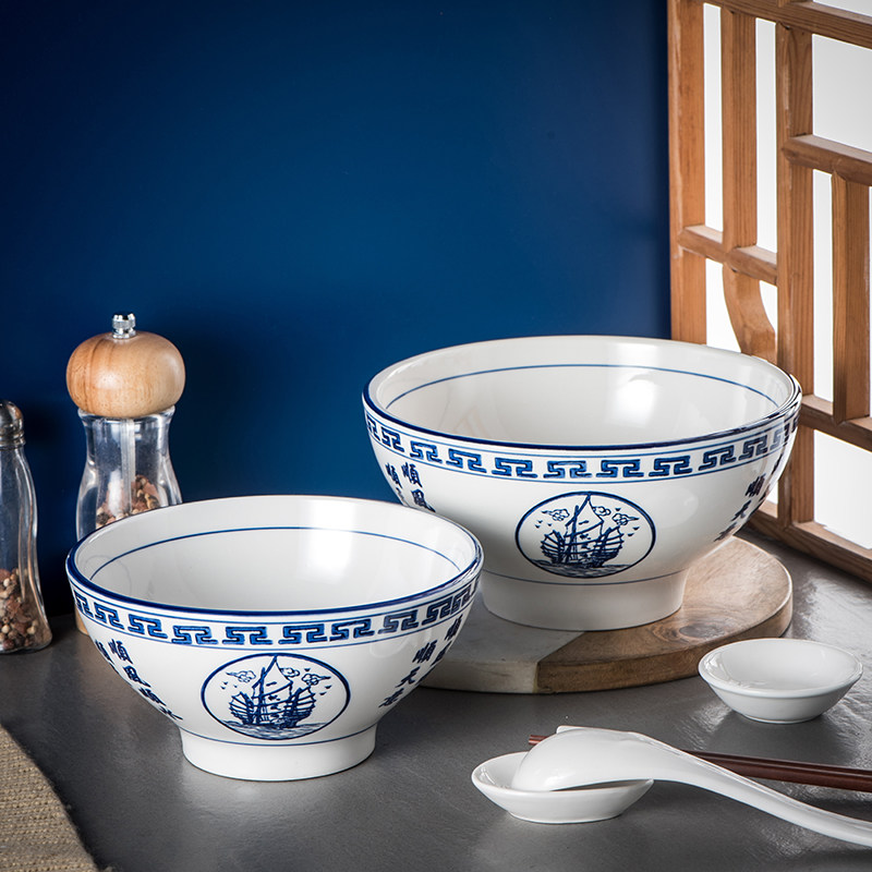 高脚兰州牛肉拉面碗商用汤面碗牛肉粉碗羊肉粉碗老式陶瓷大汤碗