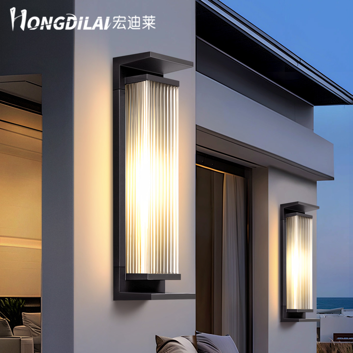 太阳能壁灯别墅大门口两侧门柱子室外围墙壁灯户外防水家用庭院灯