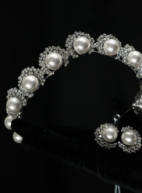 ETE正品新款珍珠合金发箍甜美韩系新娘皇冠百搭大气精致配饰18101