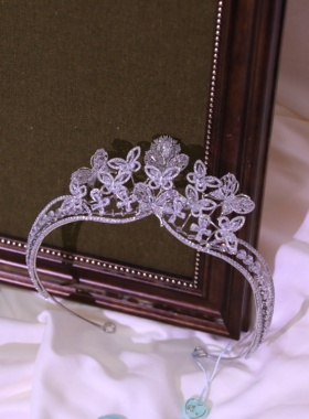 ETE正品新款新娘主纱礼服皇冠头饰独特设计风韩系发饰17838锆石