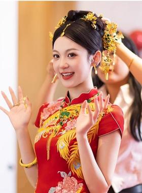 ETE新款新中式新娘古装额饰头饰汉服龙凤褂发饰配饰12039