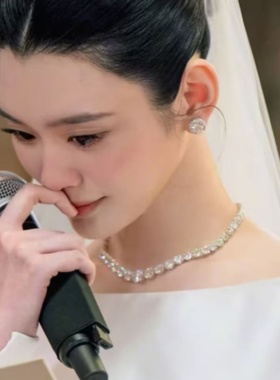 ETE奚梦瑶同款满钻项链轻奢主纱礼服精致百搭款配饰