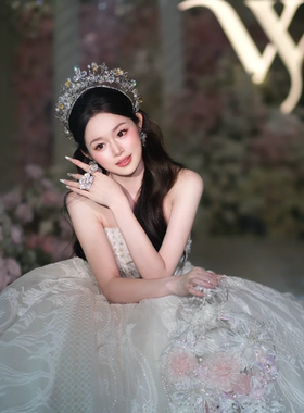 ETE新款新娘婚纱礼服皇冠气质设计风彩钻锆石发饰精致高级感17949