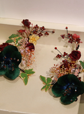 ETE正品绿色中式龙凤褂古风边夹婚礼秀禾配饰13253