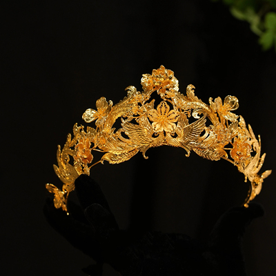 ETE正品金色凤冠气质减龄款秀禾龙凤褂配饰百搭小半冠13174