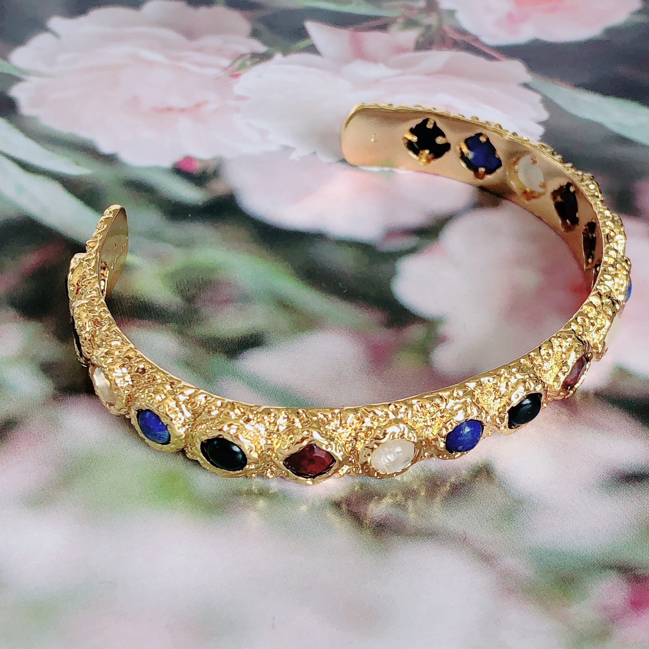 Lulu  les法国设计金属风镶嵌宝石手镯欧美青金石开口可调节手镯|msdalam kategori Aksesori/Barang Kemas Fesyen, gelang - dari Buy2taobao.com untuk memberikan perkhidmatan ejen Taobao profesional membeli