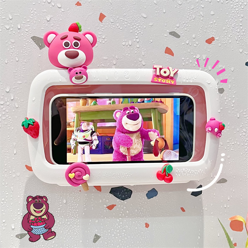 可爱卡通手机支架厕所防水手机盒可触屏旋转壁挂免打孔浴室置物架,3C数码配件,手机支架/手机座,淘宝优惠券,粉丝福利购,淘宝优惠卷