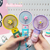 线条小狗手持风扇usb可充电可爱小型便携夏天制冷静音卡通高颜值