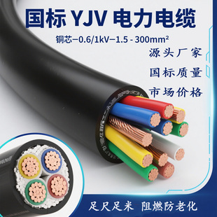 ZC-YJV5X4 5X6 5X10 5X16 5X25阻燃国标纯铜电缆线防老化户外工程