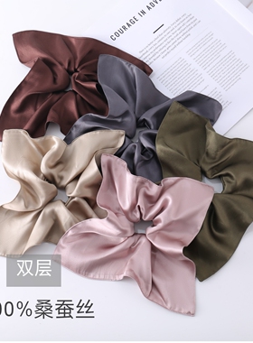 双层重磅姆米真丝发圈桑蚕丝方形风车发饰赫本风大肠圈赵丝露同款