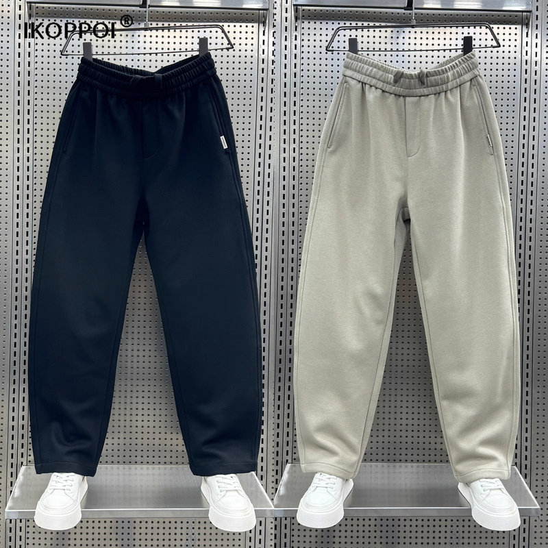 高端加绒运动潮流直筒卫裤2025秋冬季新款休闲裤男宽松百搭弯刀裤