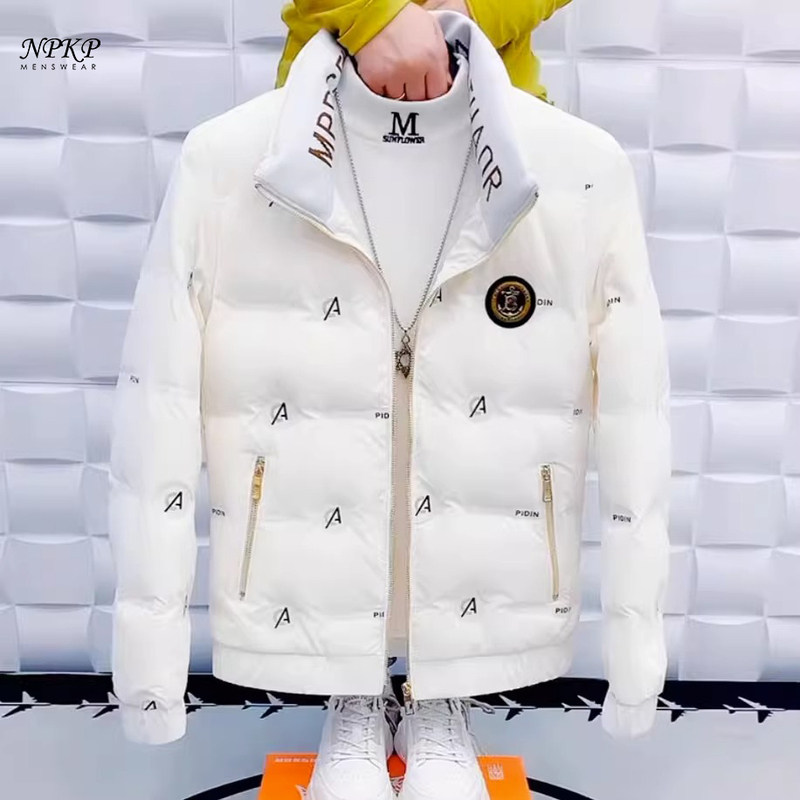 男士羽绒服冬季2025新款亮面免洗立领外套潮流休闲轻薄款外穿男装