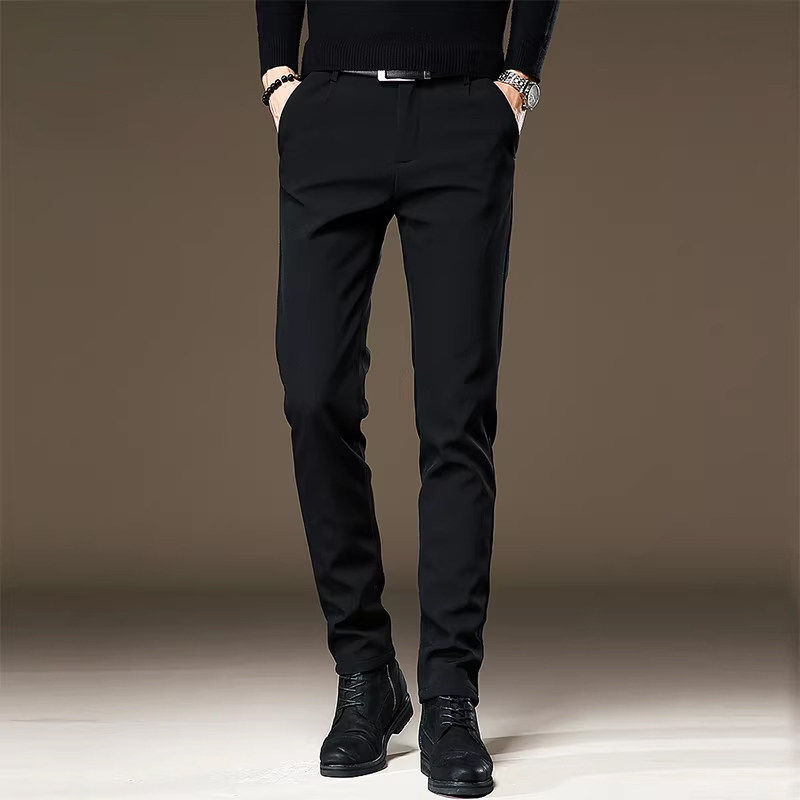 意大利夏季薄款韩版西裤男士修身弹力潮流商务黑色休闲小脚男裤子