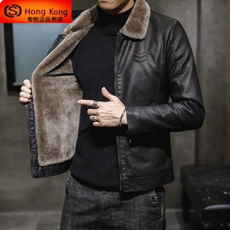真皮皮衣男秋冬季加绒加厚皮毛一体绵羊皮高端夹克羊羔毛男士外套