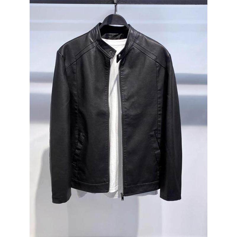 高端真皮皮衣外套男春秋季2025新款高端修身休闲男士短款立领夹克