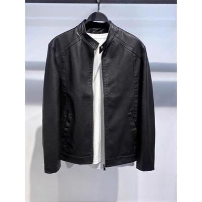 高端真皮皮衣外套男春秋季2025新款高端修身休闲男士短款立领夹克
