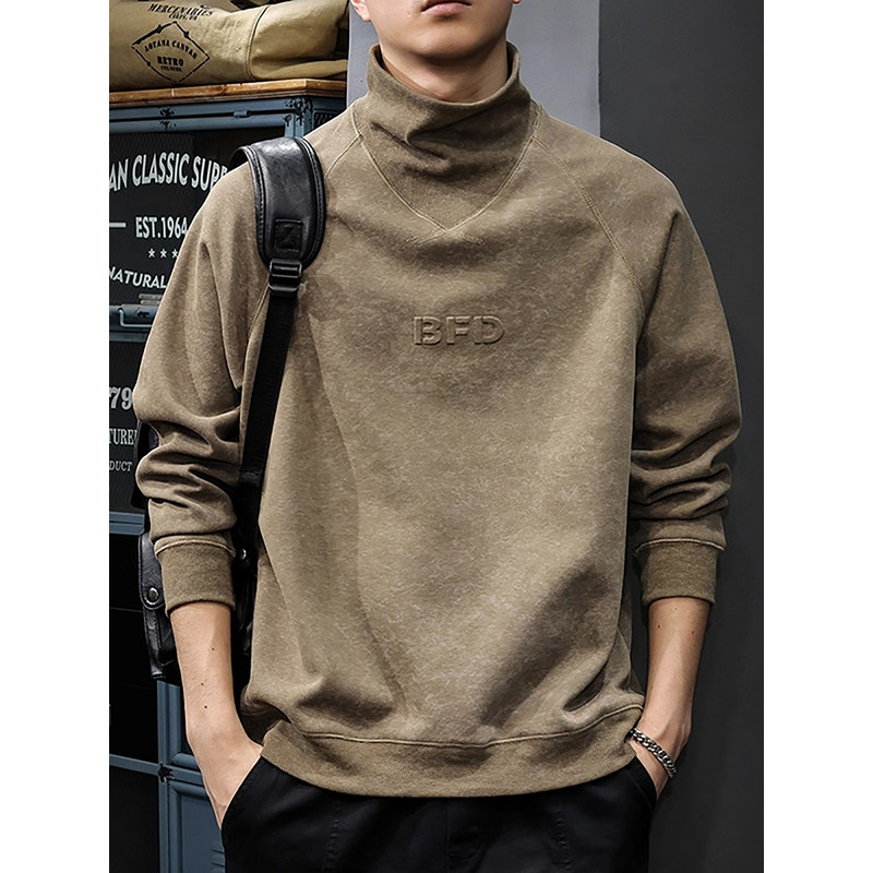 法国高端品牌高领痞帅重磅卫衣男秋季新款宽松打底衫长袖休闲上衣