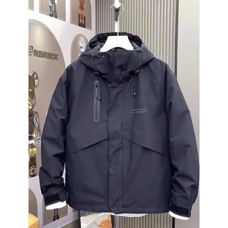 高端冲锋衣外套男春秋季2025新款工装高端宽松休闲男士连帽夹克潮