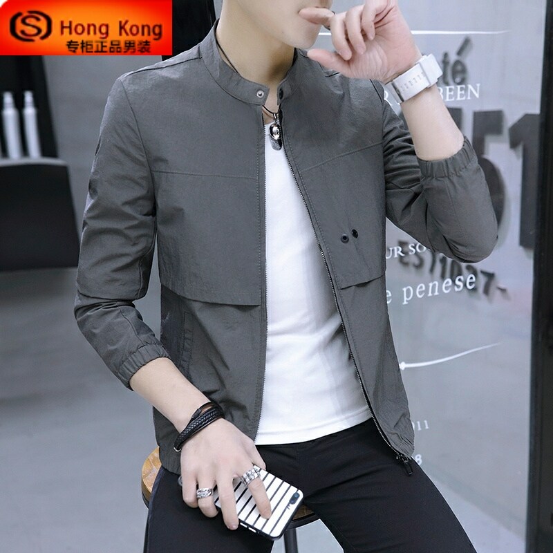 夹克男春秋季2025新款青年休闲潮流高端潮牌简约薄款立领男士外套