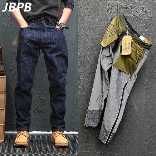 JBPB品牌专柜美式复古重磅原牛赤耳牛仔裤丹宁水洗阿美咔叽直筒裤