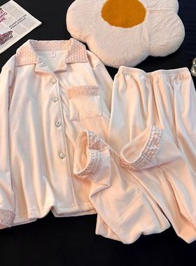 海棠不惜胭脂色！！Orange Sea！甜美海岛绒睡衣女春秋季保暖外穿