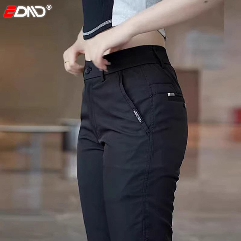 高端冰丝男士黑色休闲裤2026新款夏季男裤修身直筒薄款长裤子男款