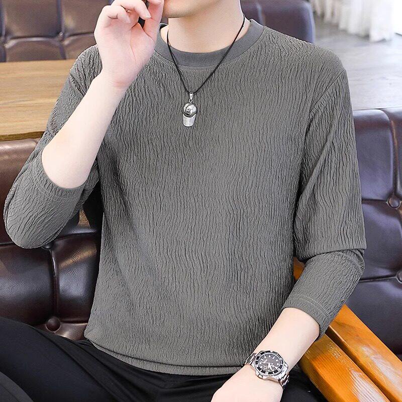 长袖t恤男士春秋季2026年新款潮流宽松圆领百搭潮牌男装休闲上衣