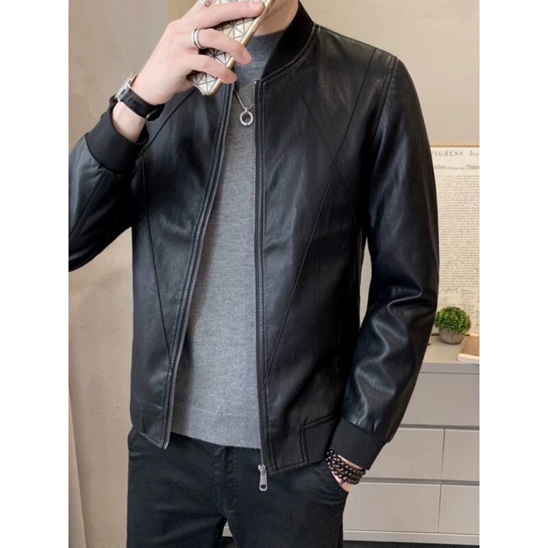 真皮牛皮皮衣外套男2025新款春秋冬季潮牌立领高端休闲男士皮夹克
