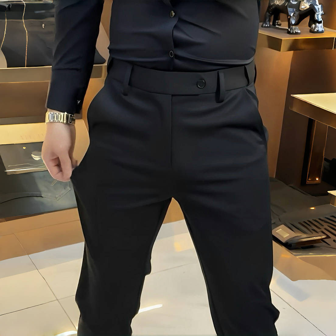 黑色西裤男2026新款春秋冬季潮流商务修身小脚弹力免烫直筒休闲裤