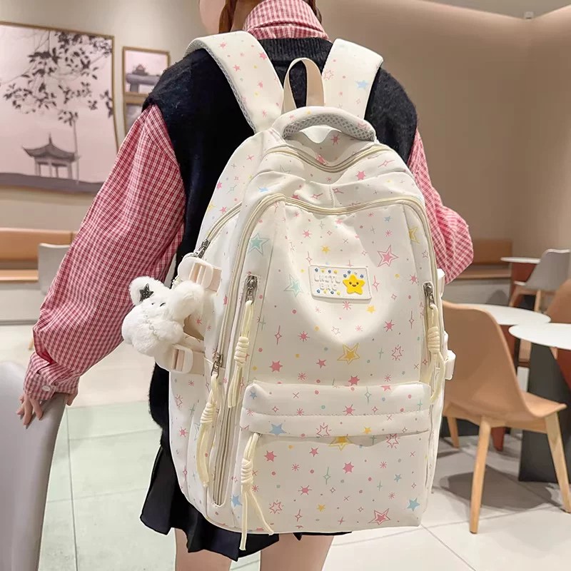 韩国书包女初中高中学生新款大容量轻便减负双肩包小学生背包