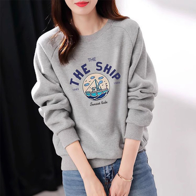 欧洲站纯棉卫衣女2025年春秋冬季新款宽松圆领加绒加厚长袖上衣潮