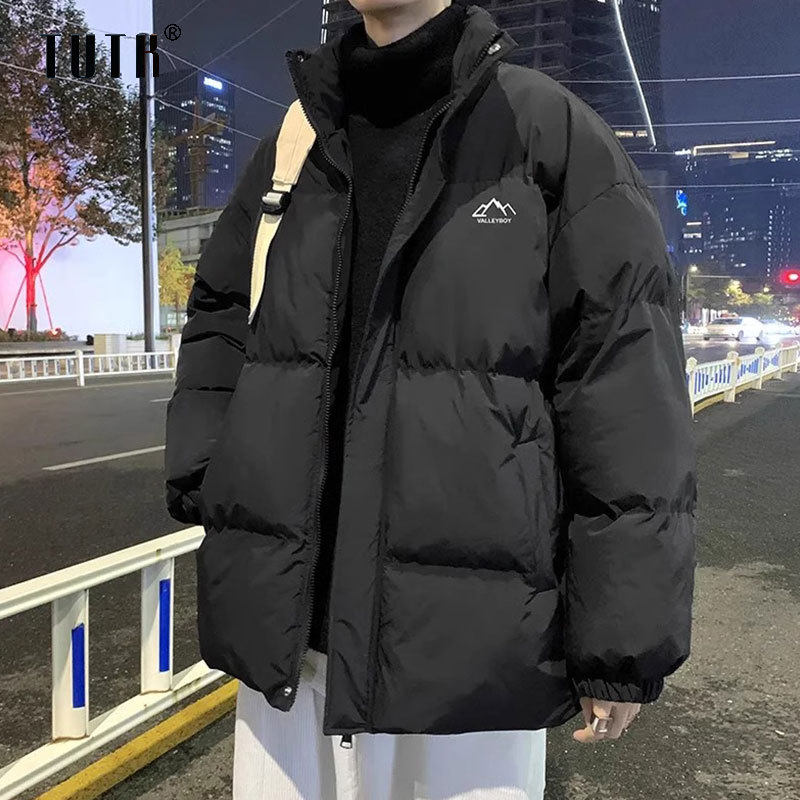 羽绒服男2025新款冬季潮牌宽松加厚面包服男士白鸭绒短款保暖外套