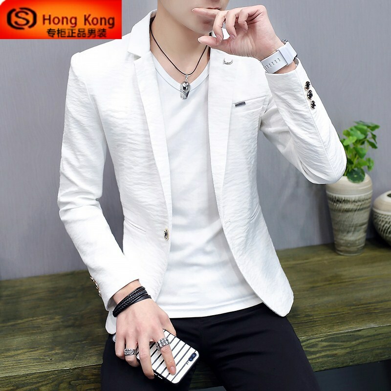 休闲西装男春秋季2025新款棉麻高级感单西高端白色小西服男士外套